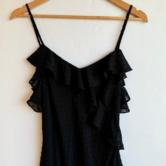 Rumored Tiered Flowy Midi Dress Ruffle Romantic Delicate Prom Womens XS/S Black - Picture 5 of 16